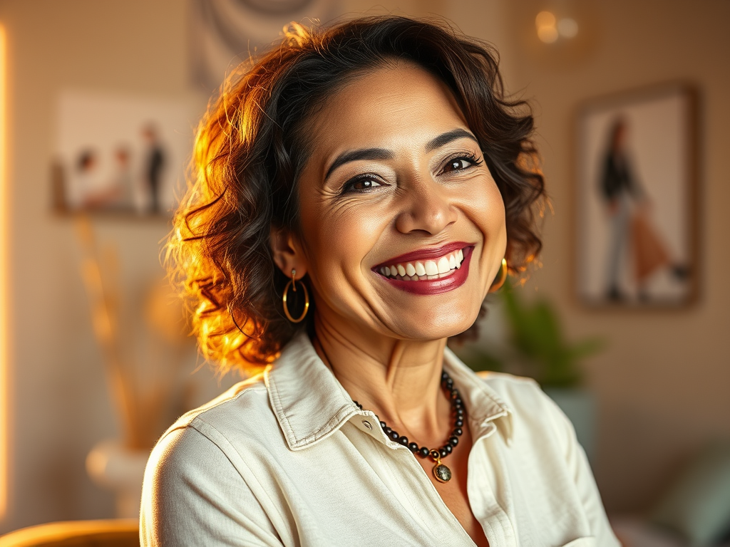 middle aged woman smiling